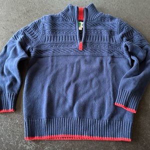 Mini Biden navy blue 1/4 zip cotton sweater.